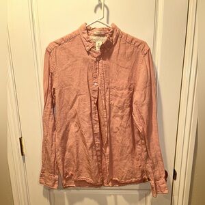 H&M Men’s Pink Casual Button Down Cotton/Linen Shirt Size Small